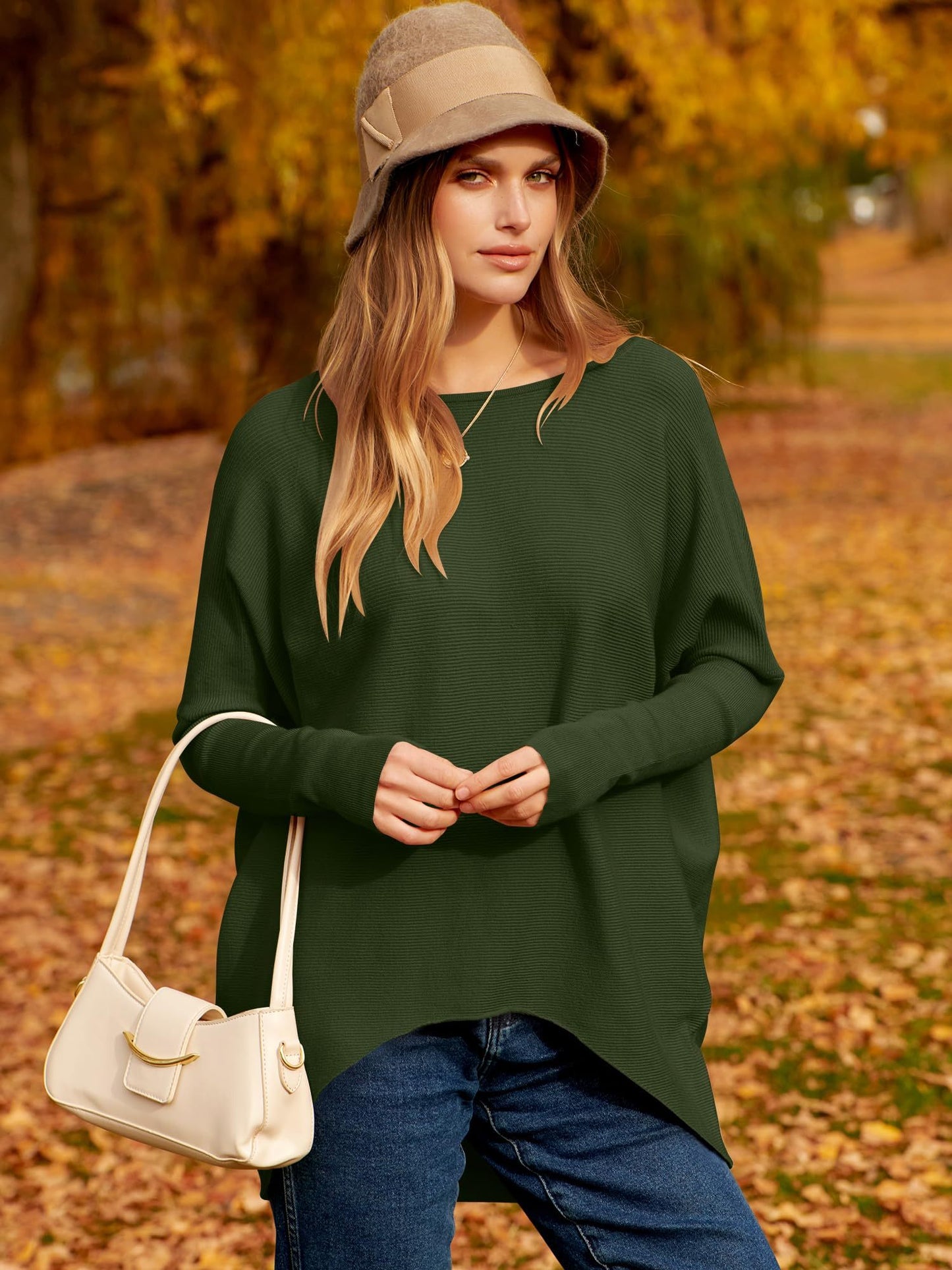 ✨Hot Sale ⭐women's Irregular Oversized Dolman Sleeve Knitted Pullover