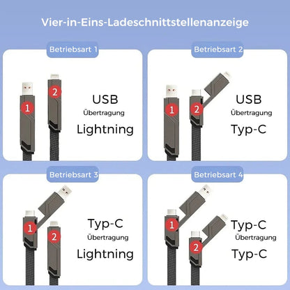 4-in-1 geflochtenes Anti-Verwicklungs-Ladekabel