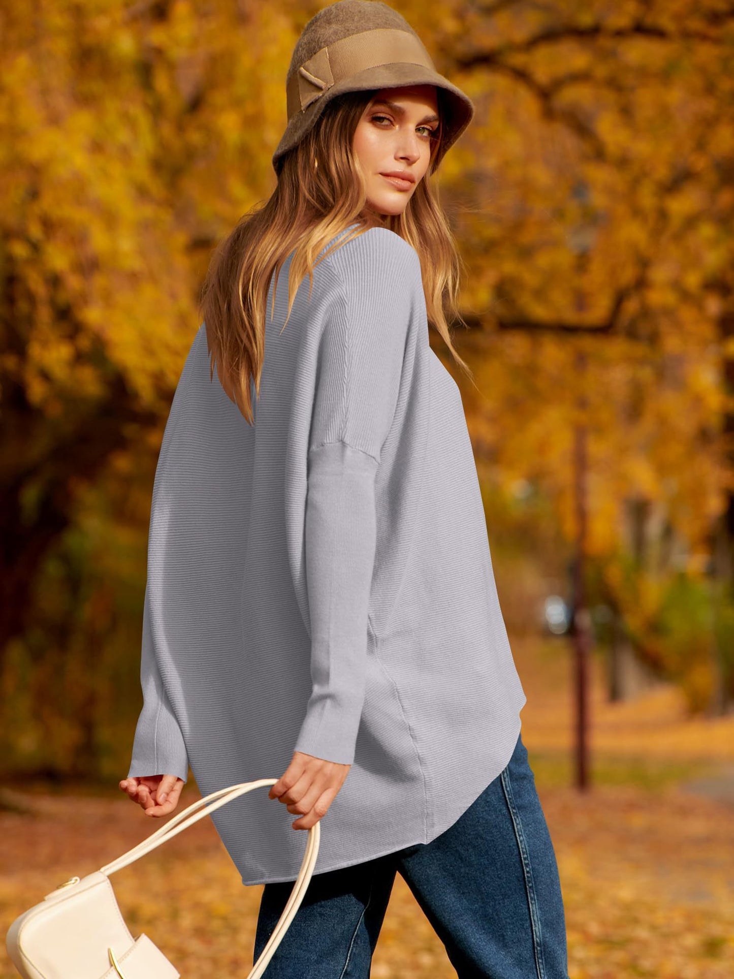 ✨Hot Sale ⭐women's Irregular Oversized Dolman Sleeve Knitted Pullover