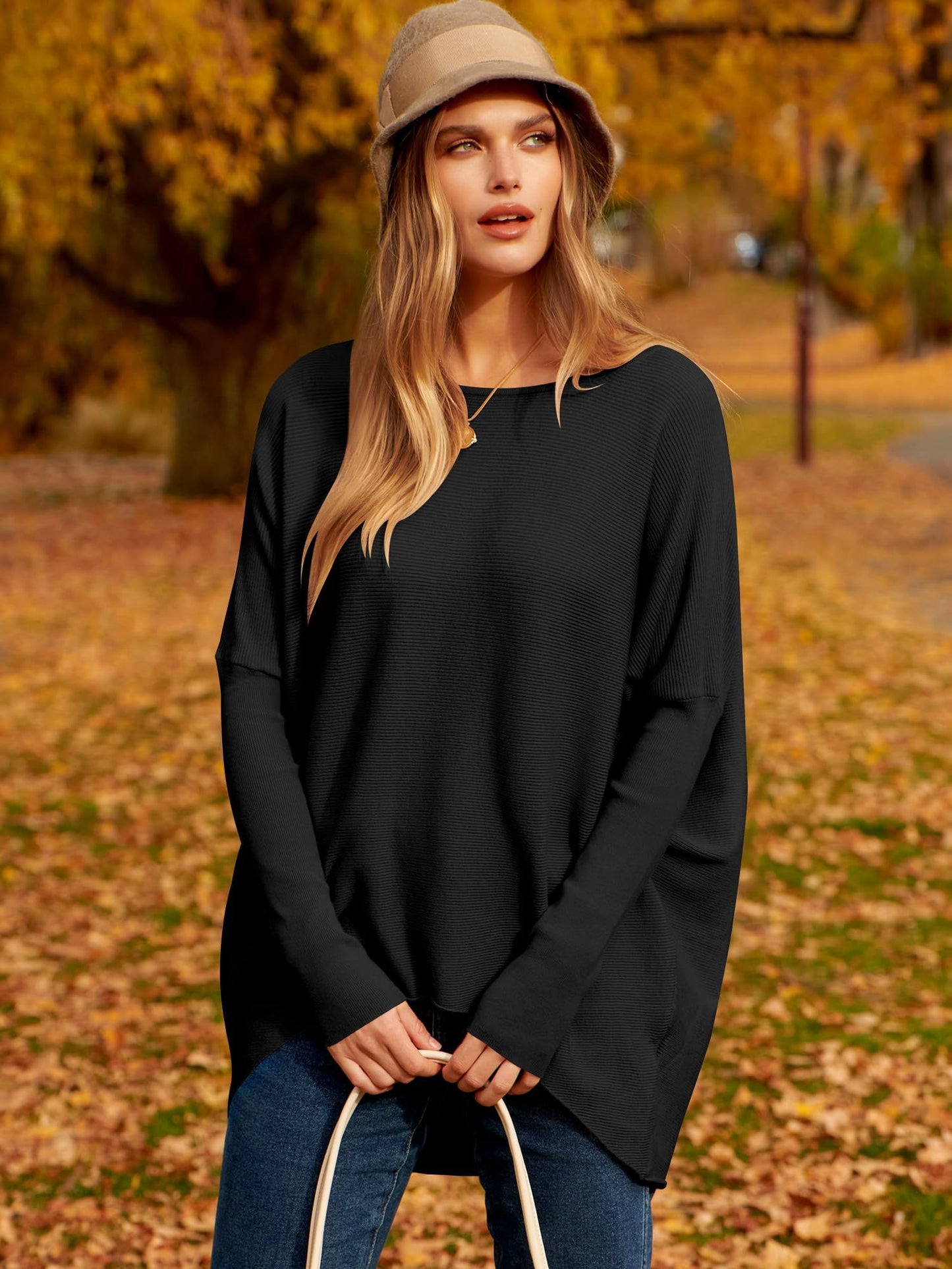 ✨Hot Sale ⭐women's Irregular Oversized Dolman Sleeve Knitted Pullover