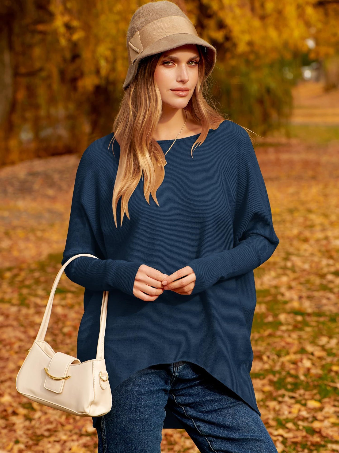 ✨Hot Sale ⭐women's Irregular Oversized Dolman Sleeve Knitted Pullover