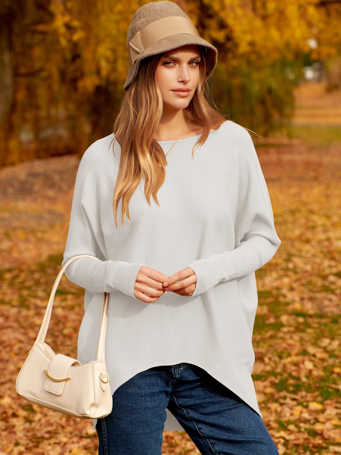 ✨Hot Sale ⭐women's Irregular Oversized Dolman Sleeve Knitted Pullover