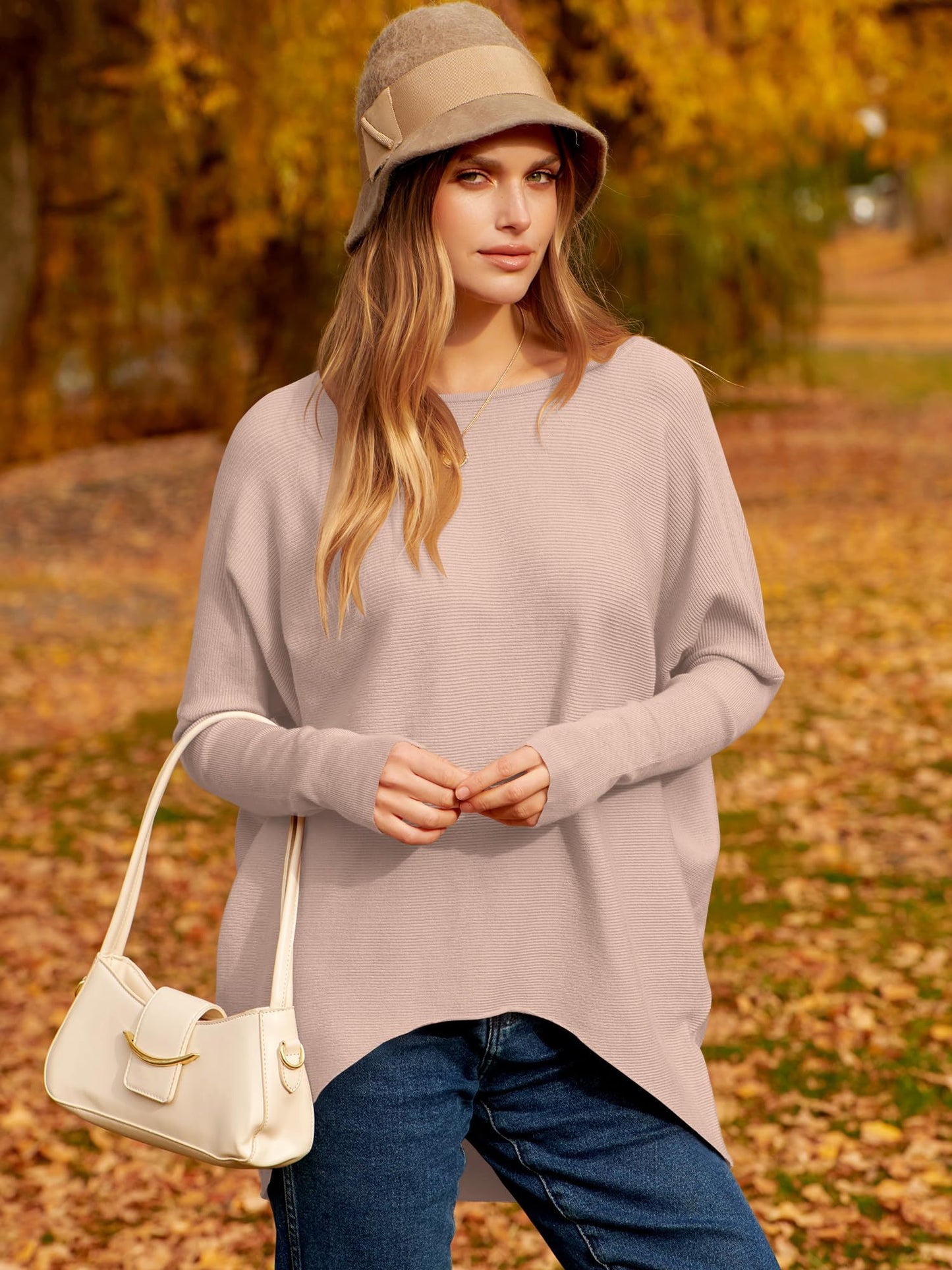 ✨Hot Sale ⭐women's Irregular Oversized Dolman Sleeve Knitted Pullover